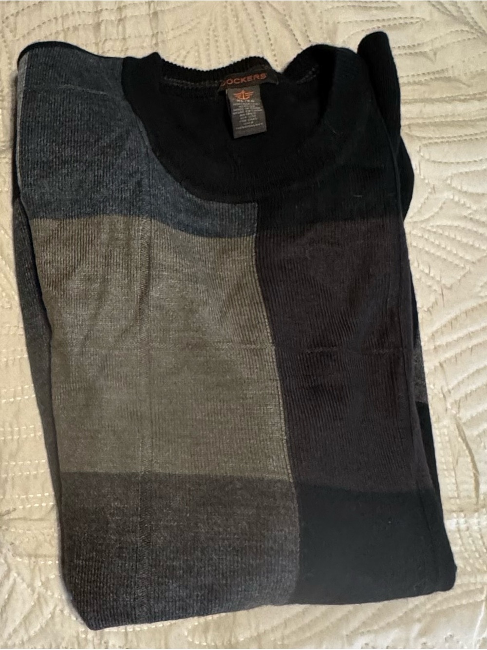 Dockers Men's Block Pattern Crewneck Sweater - Black, Gray Purple XL